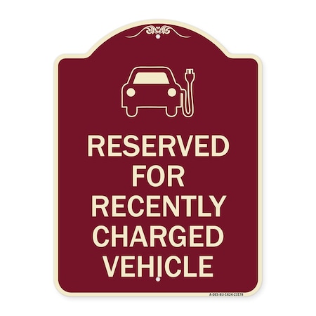 Signmission Reserved for Recently Charged Vehicle W/ Graphic Heavy-Gauge Aluminum Sign, 24" x 18", BU-1824-23178 A-DES-BU-1824-23178